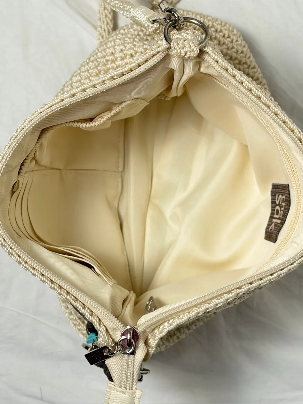 The Sak Cream Crochet Shoulder Bag Gold Sequin Accents – NWOT